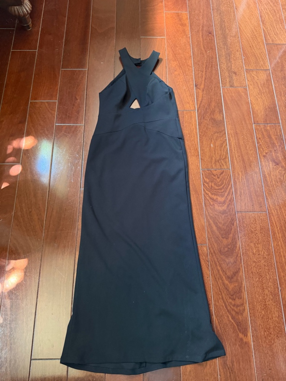 Aidan by Aidan Mattox Black Halter Maxi Dress with Front Cutout